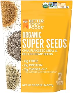 BetterBody Foods Superfood Organic Super Seeds - Chia Flax & Hemp Seeds, Blend of Organic Milled Flax Seed Organic Hemp He...
