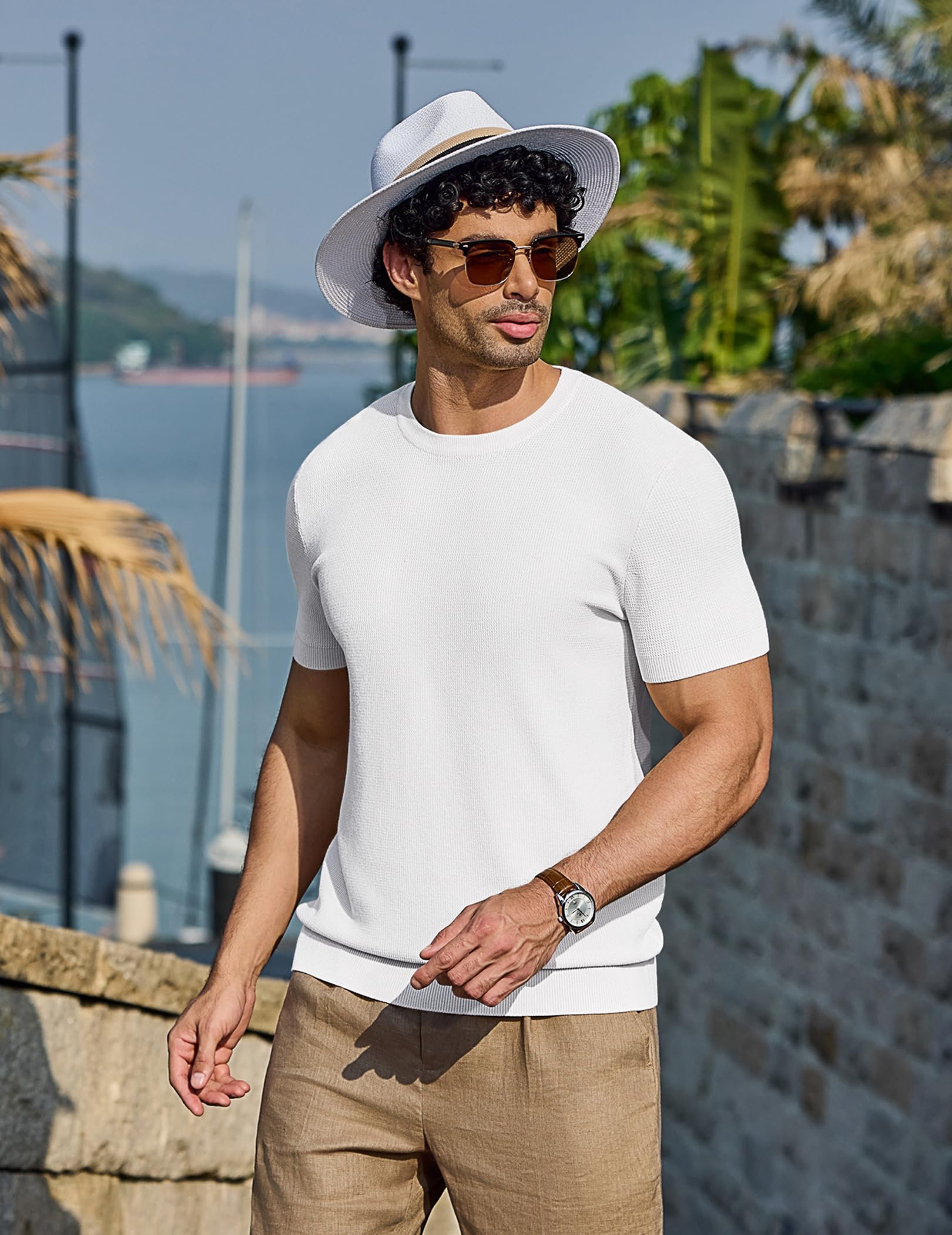 COOFANDY T-Shirt da Uomo Maglietta A Maniche Corte Maglia A Collo Rotondo Maglie Maglia Regolare