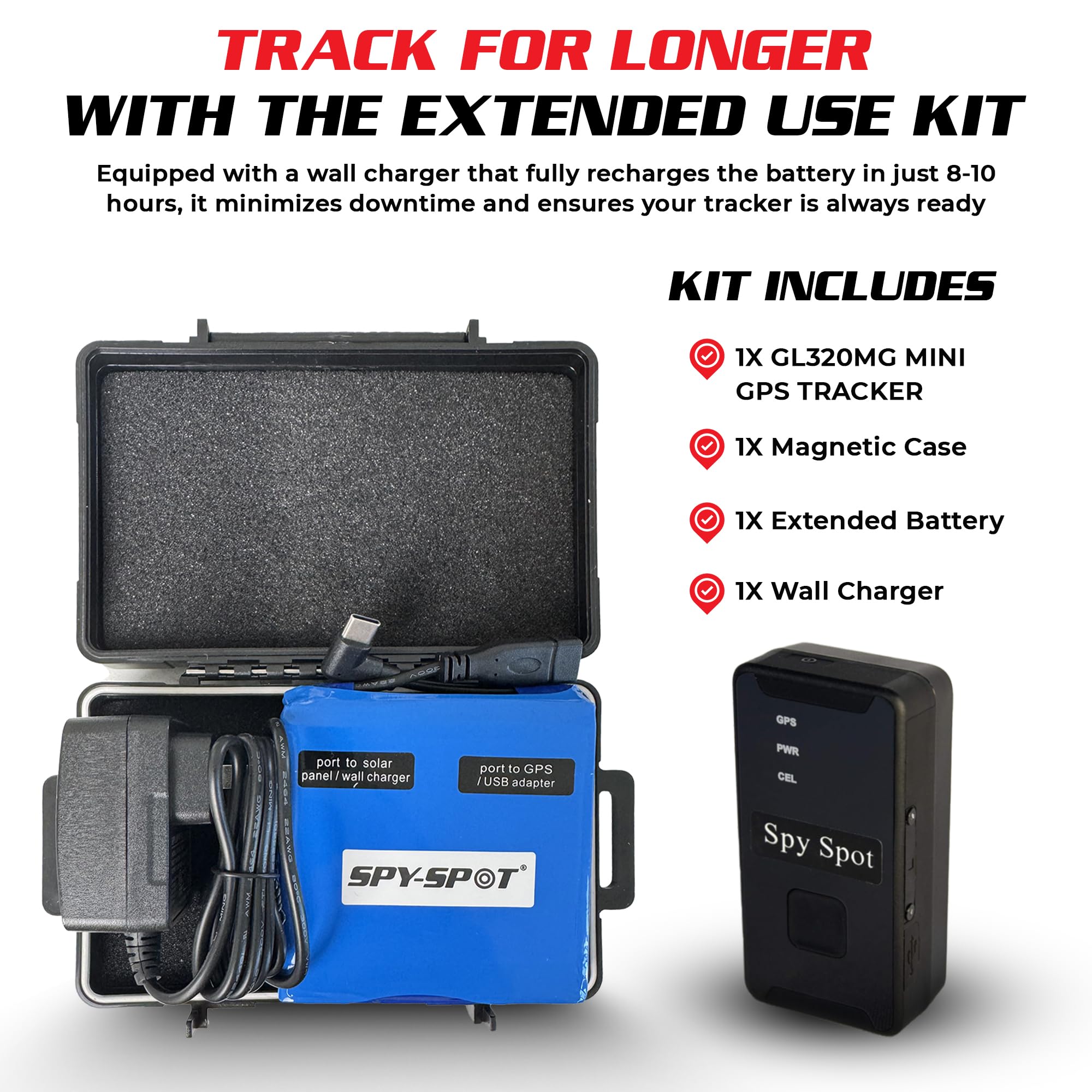 SpySpot GL320MG - Localizzatore GPS 4G LTE con custodia magnetica resistente alle intemperie e batteria estesa, dispositivo di monitoraggio in tempo reale di veicoli e risorse, app di monitoraggio