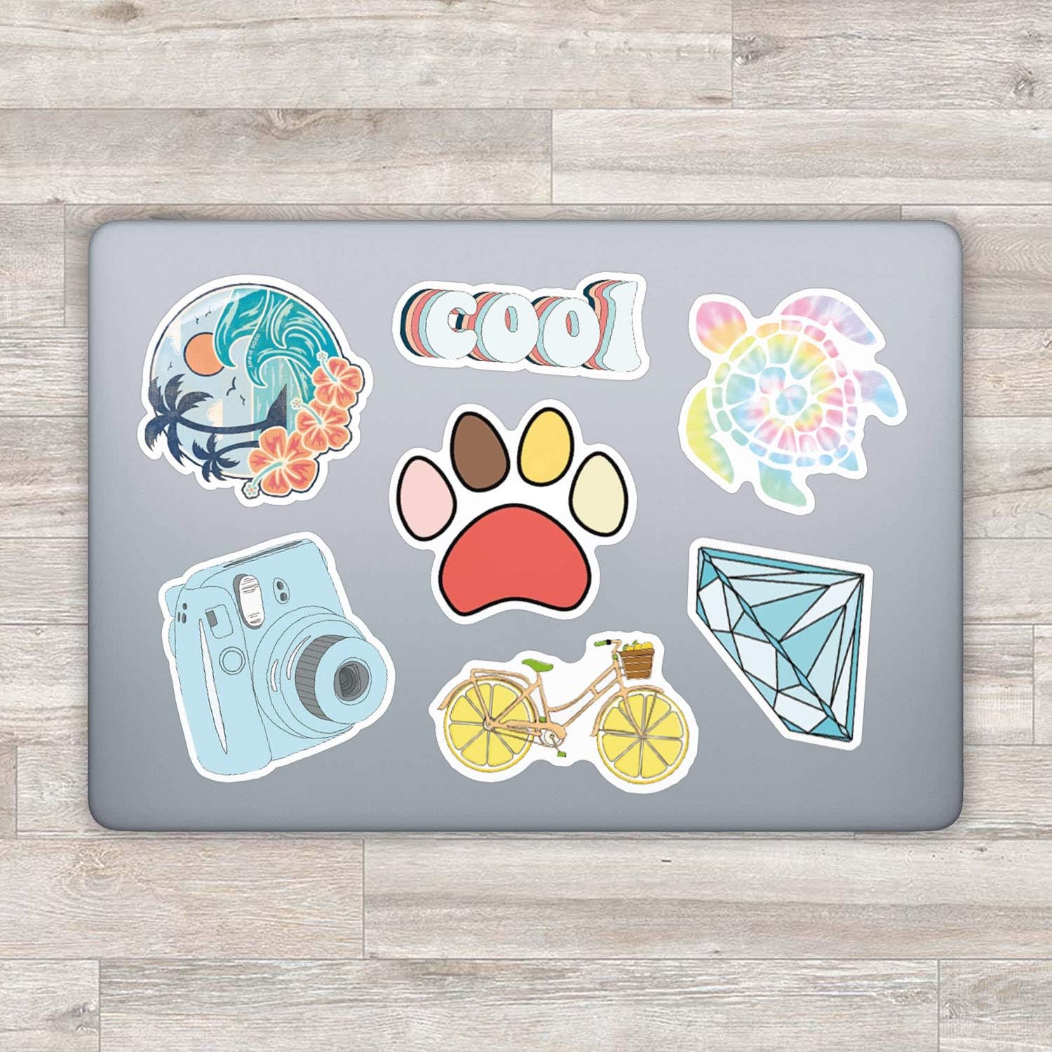 100 Pcs VSCO Stickers for Hydro Flask Stickers - Waterproof Vinyl Lemon Earphone Corgi Rainbow Stickers for Laptop Suitcase - Cute Pastel Stickers for Water Bottles Hydroflasks VSCO Girl(E-129)