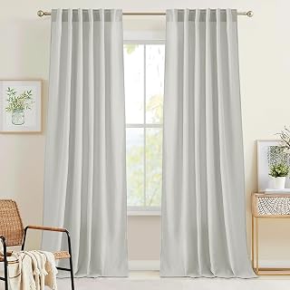 RYB HOME Farmhouse Boho Linen Sheer Curtains 90 inches Long for Living Room