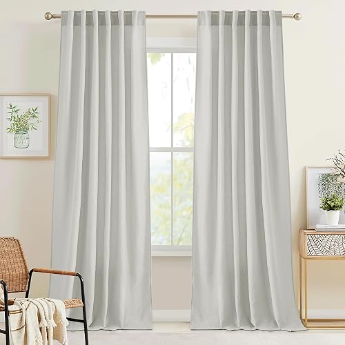 RYB HOME Linen Semi Sheer Curtains for Bedroom Living Room
