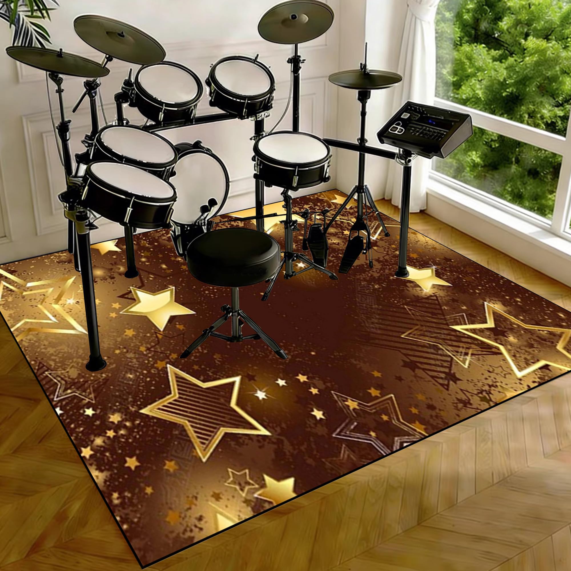 Tappeto per Batteria Acustica, Tappeto Insonorizzato, Tappetino Batteria, Drum Carpet Rugs, Elettronico Drum Tappeto, Tappeti Antiscivolo per Batteria, Professionale Tappeto per Tamburi 230 x 180 cm
