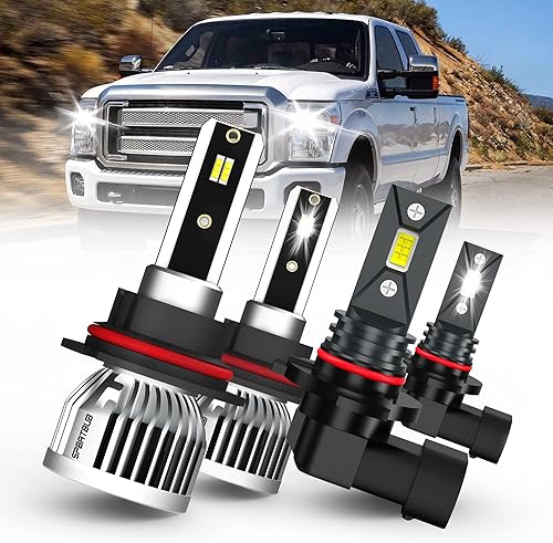 Miniatura 1 de Combo de bombillas LED, compatible con (2001-2004) Ford F-250  F-350  F-450  F-550 bombillas LED, bombillas de haz altobajo 9007HB5 + bombillas LED