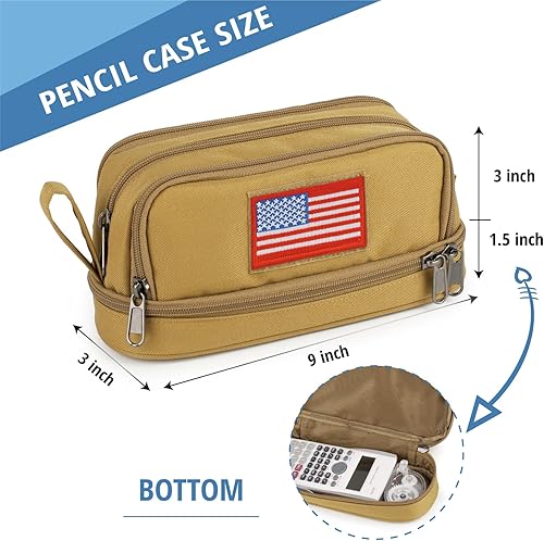 Miniatura 7 de ATRIPACK Estuche táctico de 4 compartimentos para niños, bolsa de lona grande para bolígrafos, caja de bolígrafos de gran capacidad, bolsa de