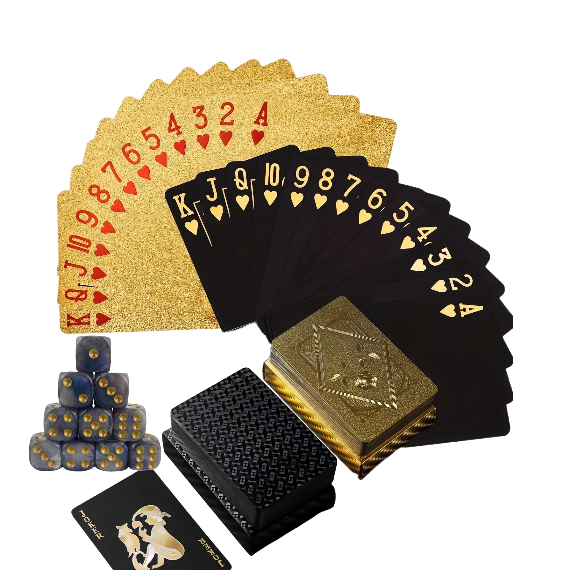 Leimonri Playing Cards 2 pack Waterproof Playing Cards UK Set including 6 Coloured Dice, Blue, Small
