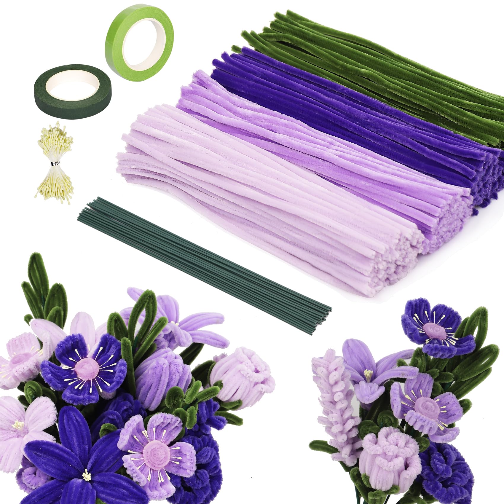 320 Stück Pfeifenreiniger Blumen Set Pipe Cleaner Flower Set