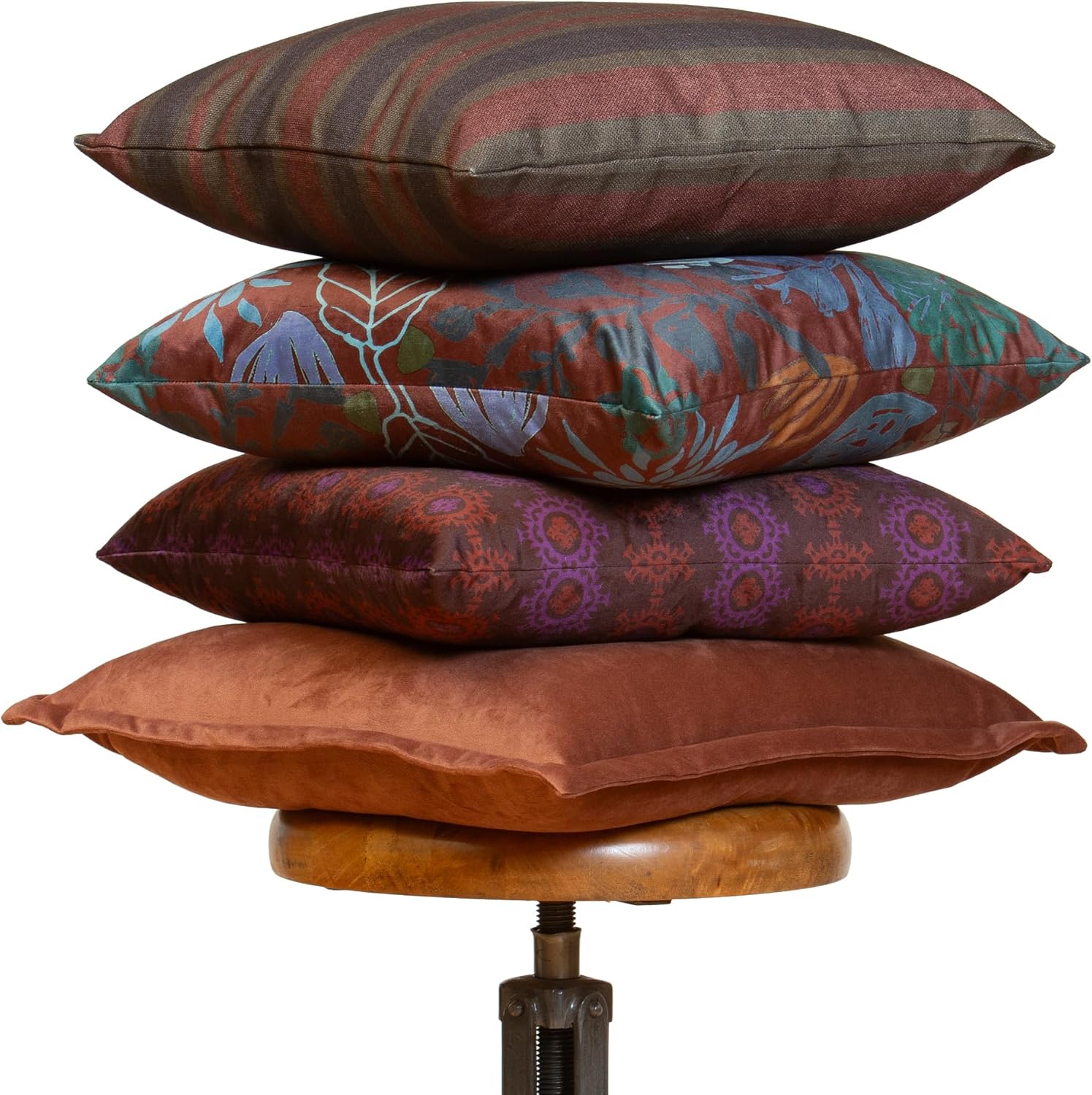Decorative Throw Pillow Set of 4, 18" x 18" Colorful Accent Pillow Covers, Chesterfield