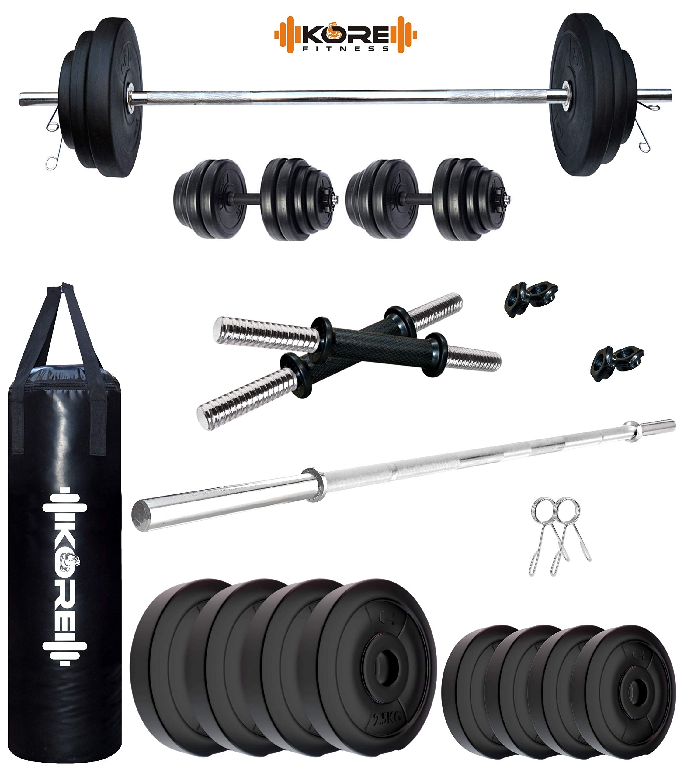 Kore PVC 14 KG Combo 9 WB-Wa with Unfilled Punching Bag Home Gym Set-image-25