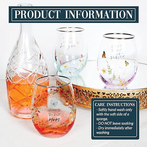 Miniatura 8 de Pavilion - Copa de vino sin tallo de 20 onzas, copa de amistad de diamantes para mujeres, cumpleaños, boda, Navidad, regalo del día de la madre, 1