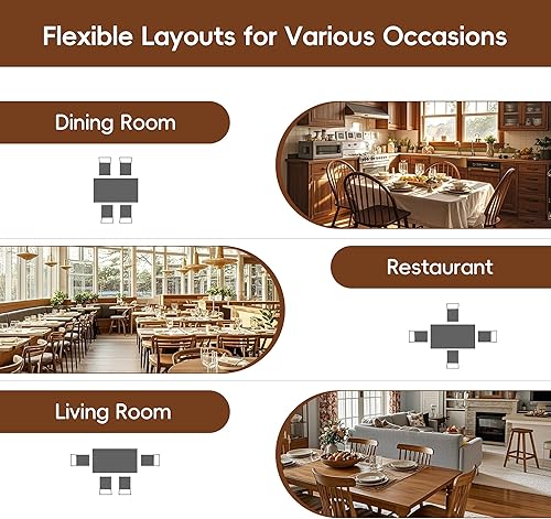 Miniatura 7 de MU Juego de mesa de comedor para 4, mesa de cocina que ahorra espacio y 4 sillas con patas de madera de goma, juego de comedor de 5 piezas para