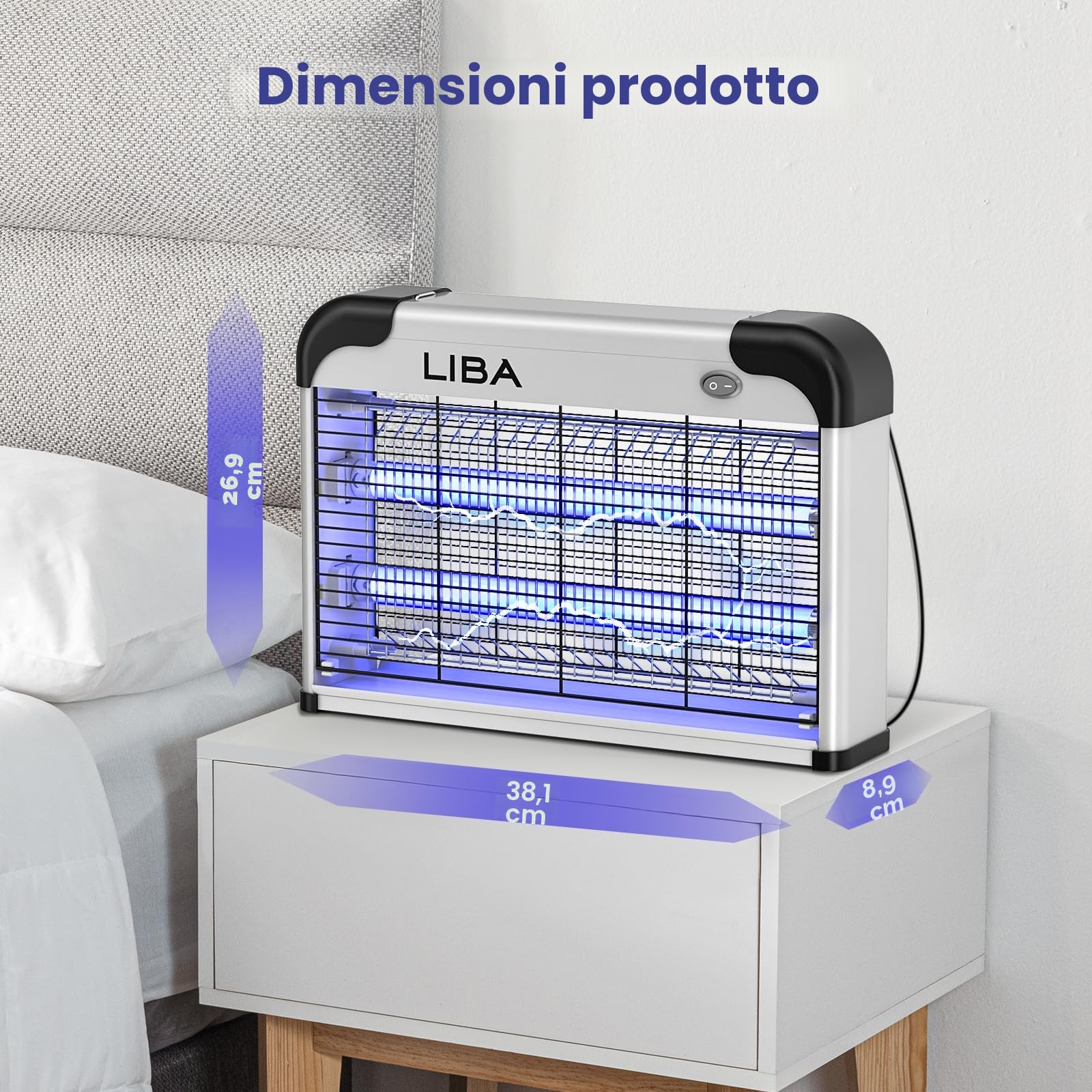Liba Lampada Antizanzare, Lampe Anti Moustique 20W Eliminatore Elettrico di Insetti Acchiappamosche per Zanzare, Mosche, Repellente per Interni con 2 Lampadine di Ricambio e Vassoio Lavabile
