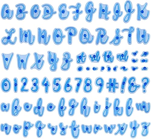 OIIKI Juego de 83 sellos divertidos del alfabeto para tartas, personajes especiales y números, decoración de pastel de azúcar y galletas