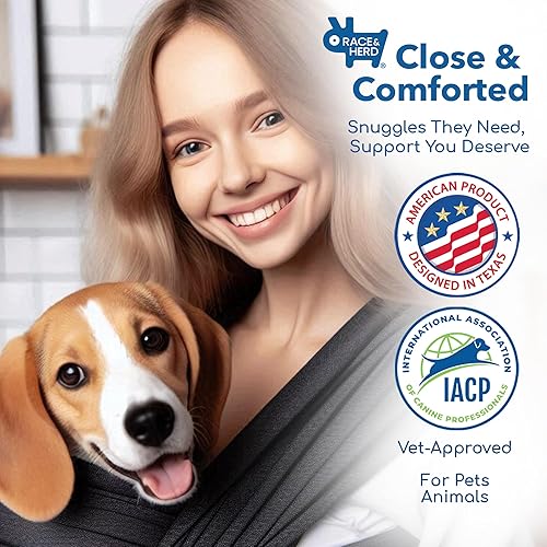 Miniatura 3 de Race&Herd Transportador para perros de 15 a 20 libras, eslingas para perros pequeños, envoltura para mascotas para perros pequeños, eslinga
