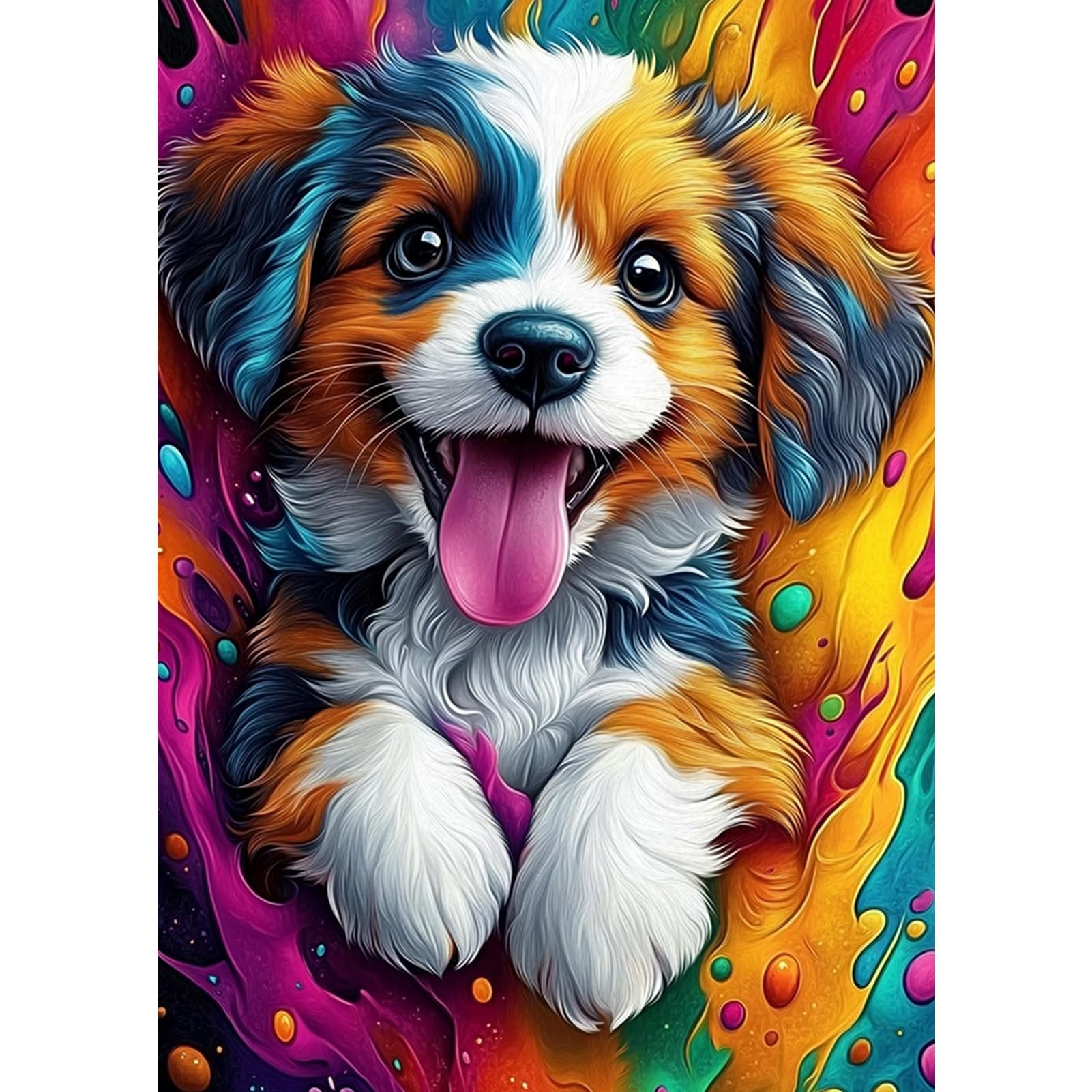 DAERLE Peinture Diamant Adulte Chien Fantastique, 5D Diamond Painting Complet Chiot Mignon, Diamant Strass Point De Croix Cristal Painting, Diamant Kit Enfants, Murale Décoration 30x40 Cm