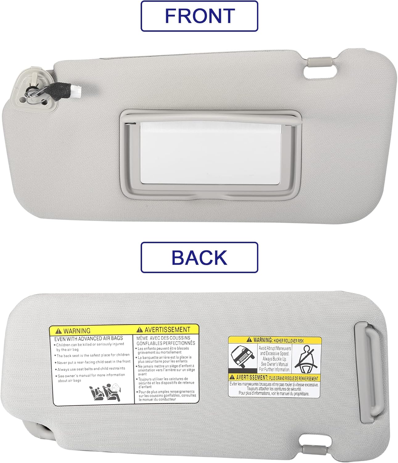 X AUTOHAUX Front Left Side Car Sun Visor with Light for Nissan Murano 2009 2010 2011 2012 2013 2014 96401-1AA1B