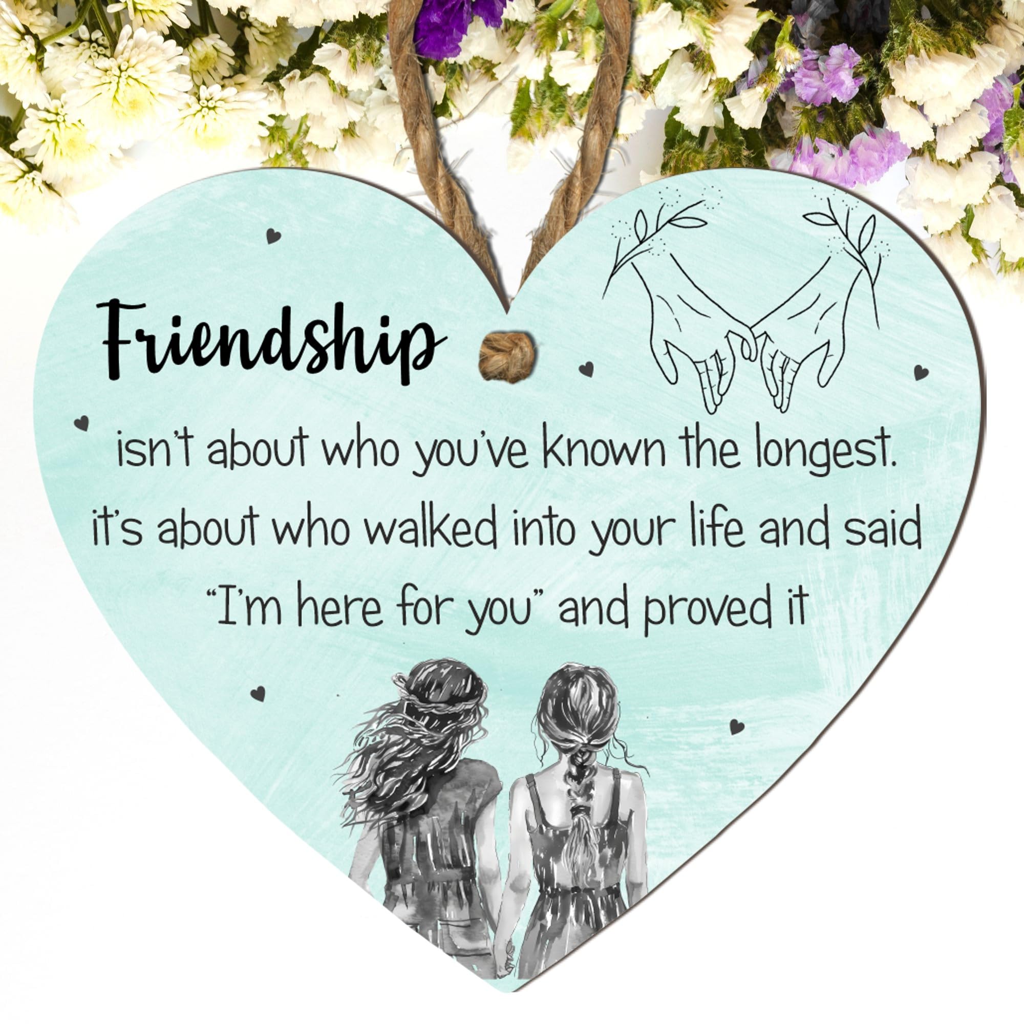 Friendship Plaque - 'Friendship Isn’t About Who You’ve Known The Longest' Hanging Decoration | Unique Friendship Gifts for Best Friends, Sisters & Soulmates | (Mint, Large: 23 cm (H) × 20 cm (W))