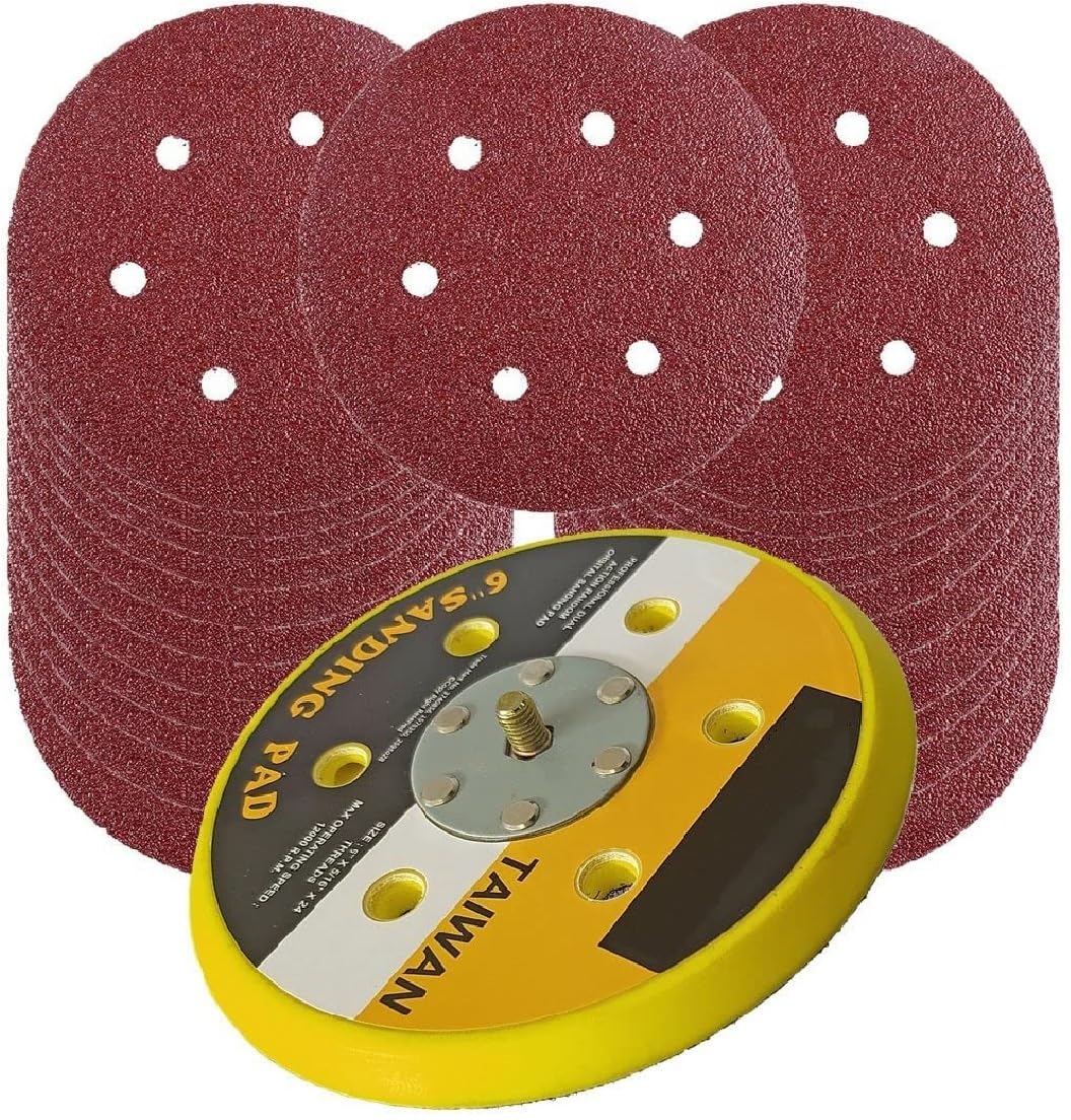 Inditrust New 6inch Dual Action Random Orbital Sanding pad with 20pc Sand paper 180 & 240 grit Air Sanding Disc With Vacuum Polishing Pad For 150mm Pneumatic Sander Wood Polisher (6 inch) (B0CFLX4SHZ) Amazon Price History, Amazon Price Tracker