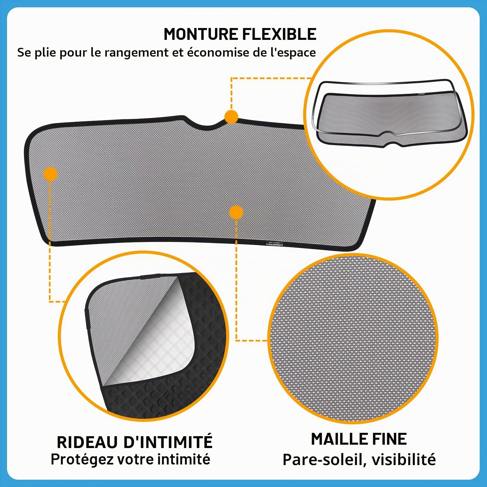 XCBYT Pare Soleil Voiture Arriere Compatible avec VW Golf 7 Variant 2013-2020, Pare-Soleil Arrière Pliable, Protection UV pour Bébé, Maille, Intimité, Conception à Double Usage