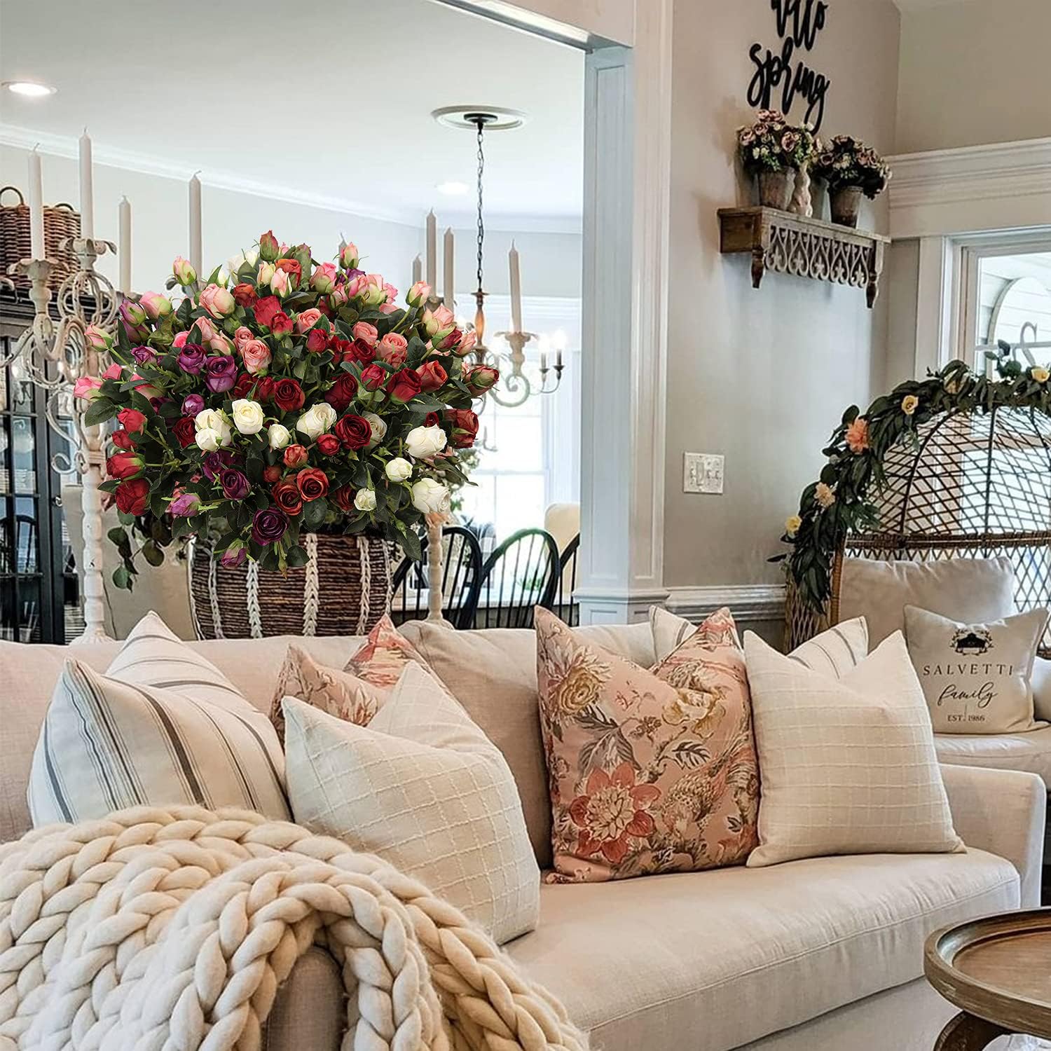 DILATATA Artificial Rose Bud Silk Flowers Bush 21" Long Artificial Flower Bush for Wedding Decor Home Decoration Faux Roses Decor- Fake Red Rose with Stem -3pcs Red Flower - Image 4