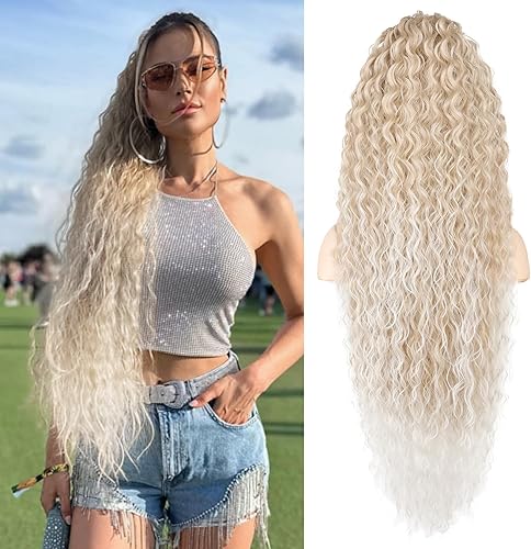 Miniatura 1 de SEIKEA Extensión de cola de caballo, larga y ligera, natural, rizada, con cordón, cola de caballo falsa