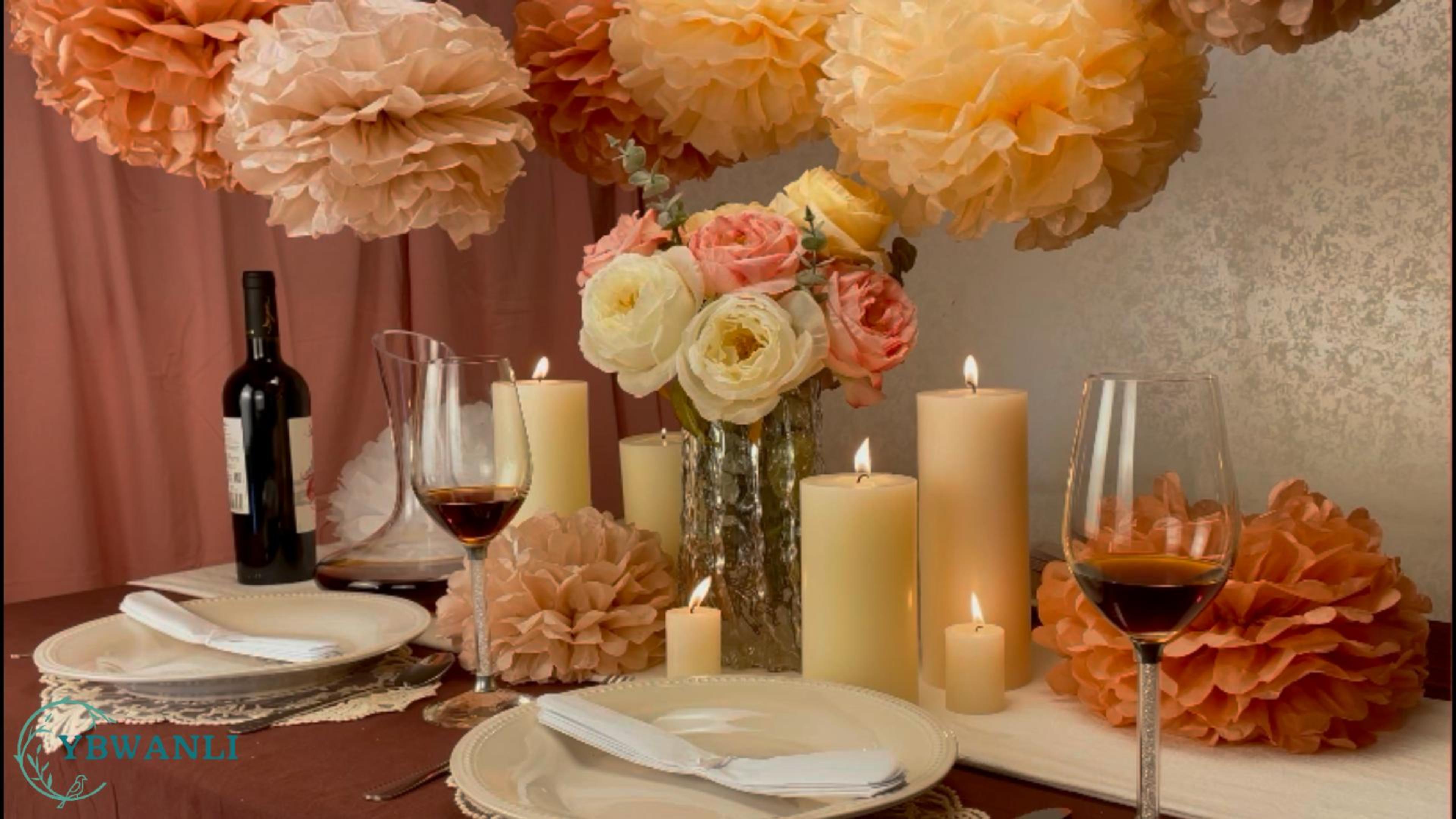 20 Pon Pon Di Carta Velina Per Decorazioni - Fiori Giganti Per Matrimoni, Compleanni, Battesimi