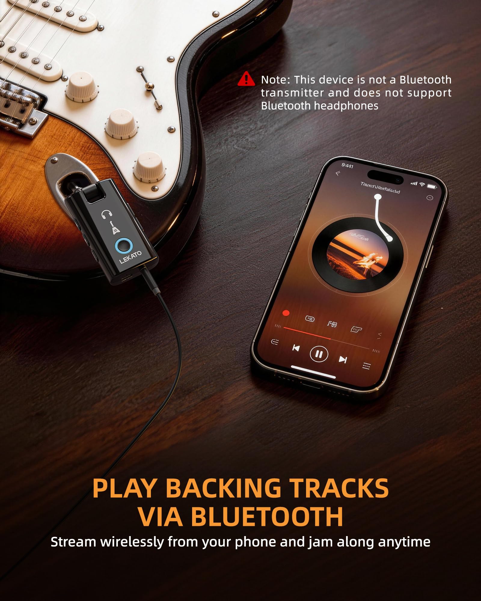 LEKATO Mini-Gitarren-Kopfhörerverstärker mit App, PA-5 | Multieffekte: 8 Module, 18 Verstärker, 20 IRs & IR-Ladefunktion. Drum-Machine, OTG-Aufnahme, Bluetooth-Streaming.
