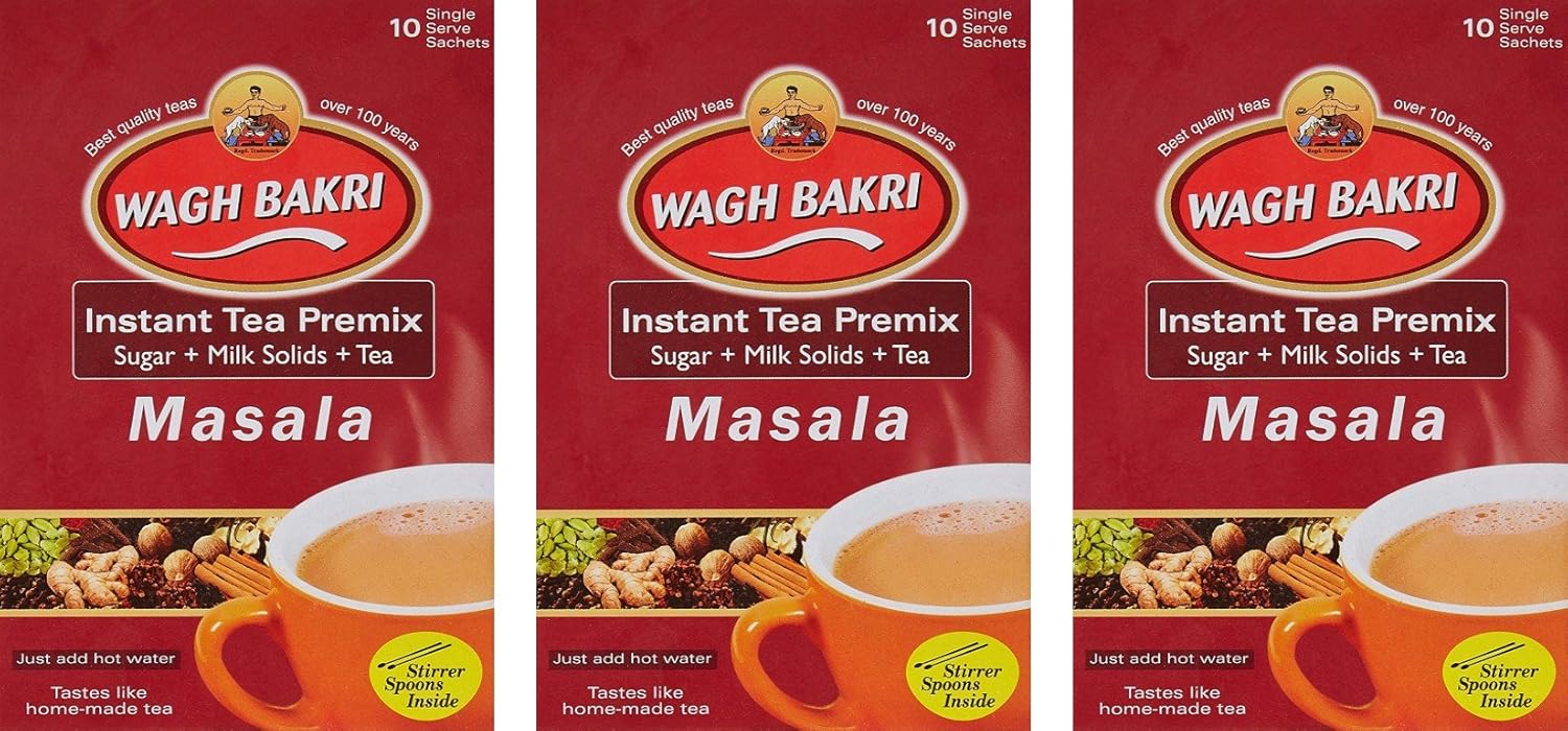 Wagh Bakri Masala Instant Tea Premix 4.94 oz (Paquete de 3)