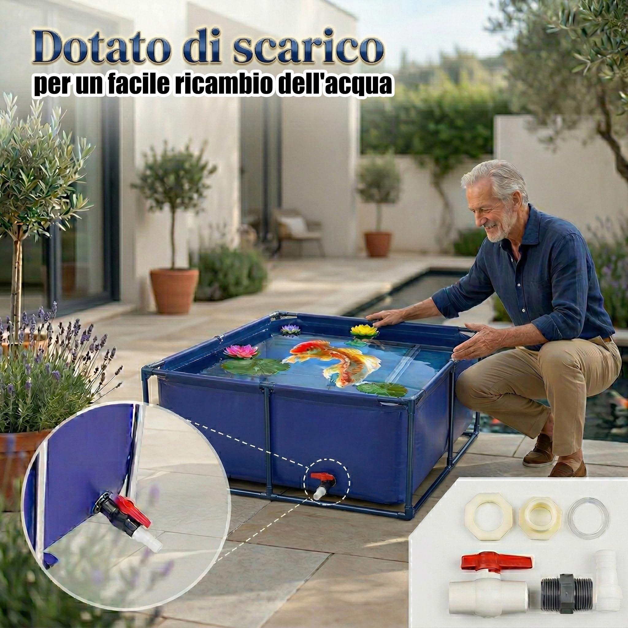 Piscina Fuori Terra Rettangolare(H:0.8m),Acquario Fuori Terra,Resistente al Sole E agli Strappi,Resistente al Calore E al Freddo, per Piscina per Bambini,Serbatoio da Esterno