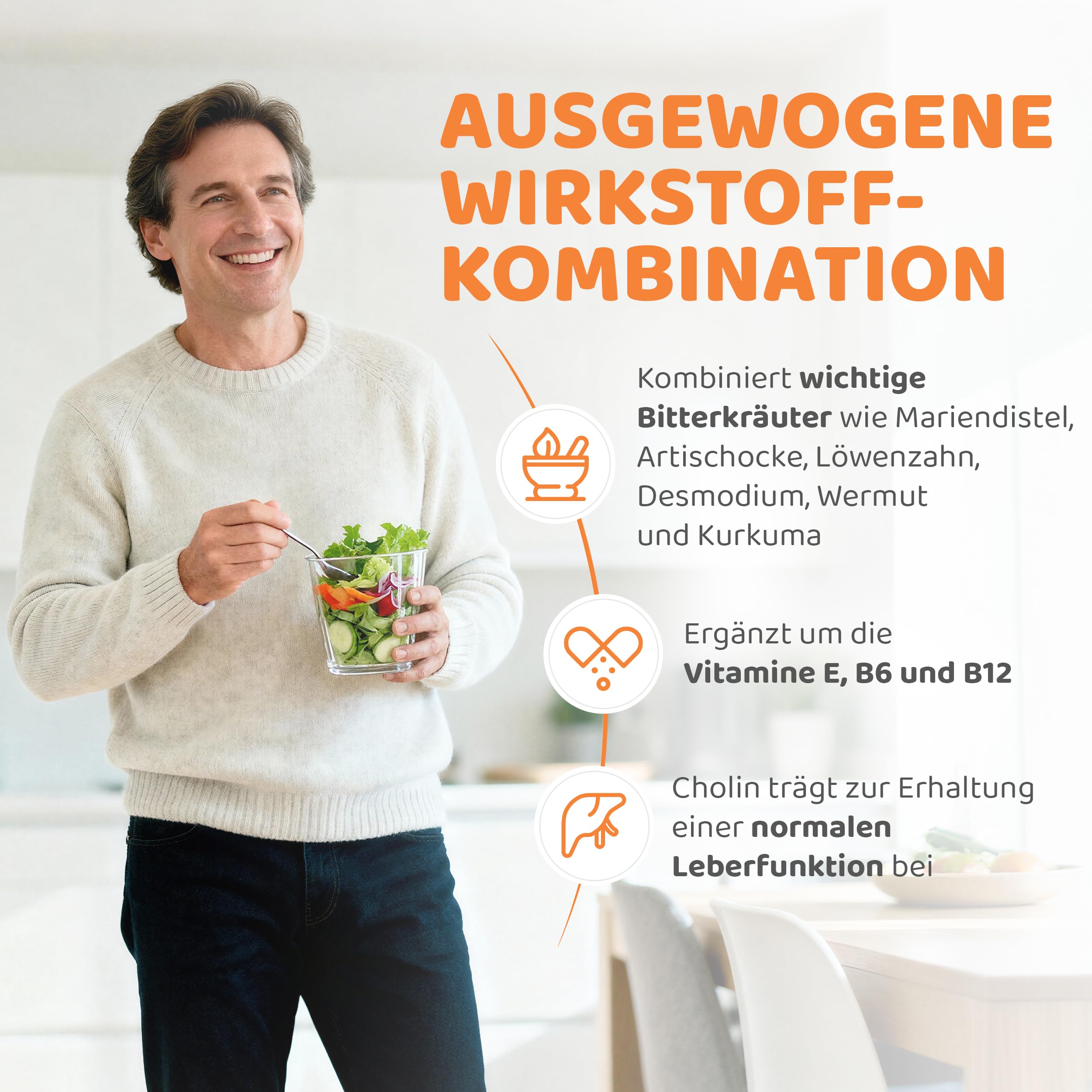 Mariendistel Artischocke Löwenzahn Komplex (120 vegane Kapseln) – Leberkur - 2-Monate – Cholin unterstützt die Leberfunktion und Entgiftung – ohne unerwünschte Zusätze – Leber Vital Komplex vitaworld