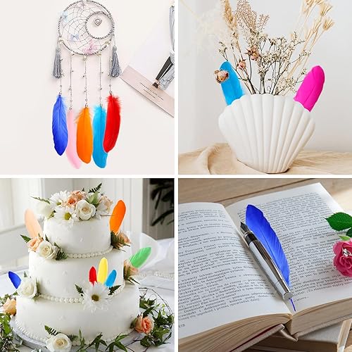 Miniatura 5 de THARAHT 120 plumas de ganso de colores mixtos naturales a granel de 6 a 8 pulgadas, 15 a 7.9in para manualidades, bricolaje, cosplay, boda, fiesta,
