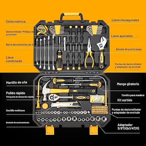 Miniatura 3 de Juego de herramientas de 159 piezas, kit de caja de herramientas para mecánico y automóvil, kit de herramientas para el hogar general, kit de
