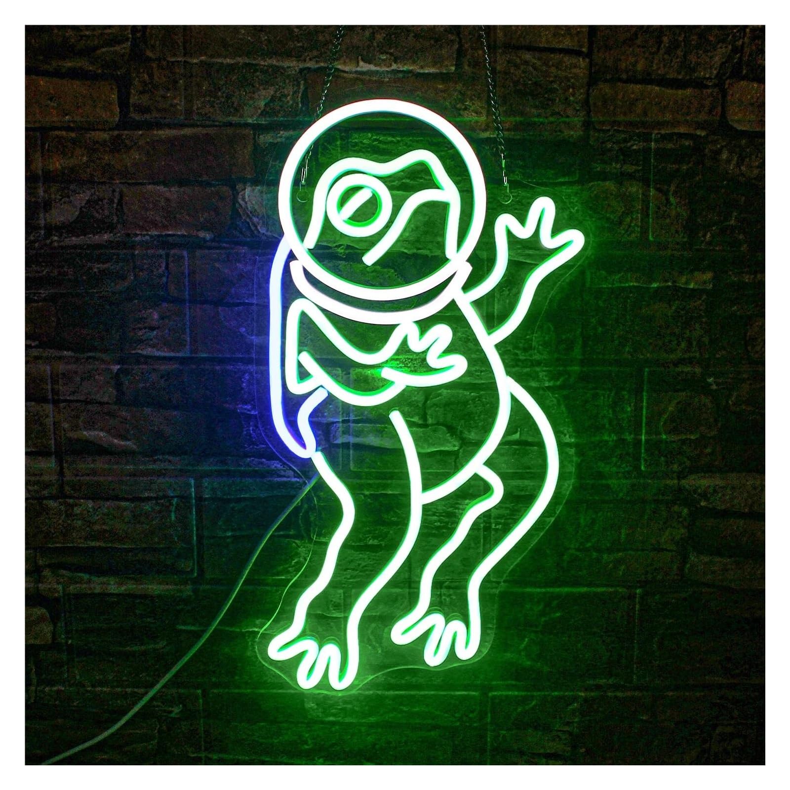 LEMST Signs Lamp Green Frog Neon Sign for Wall Decor Sign Funny Frog Light Up Signs for Bedroom Game Kid Room Party 22x42cm