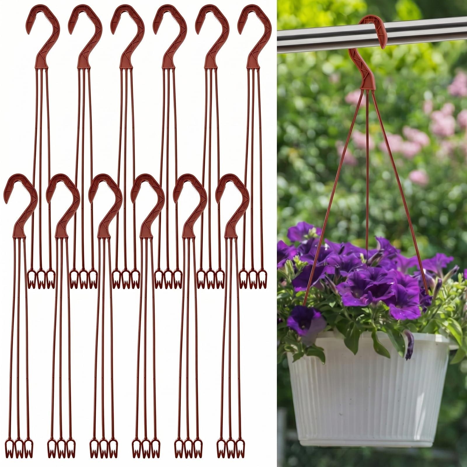 12 Pcs Plastic Plant Pot Hanger 14 Inch Red Hanging Basket Hook