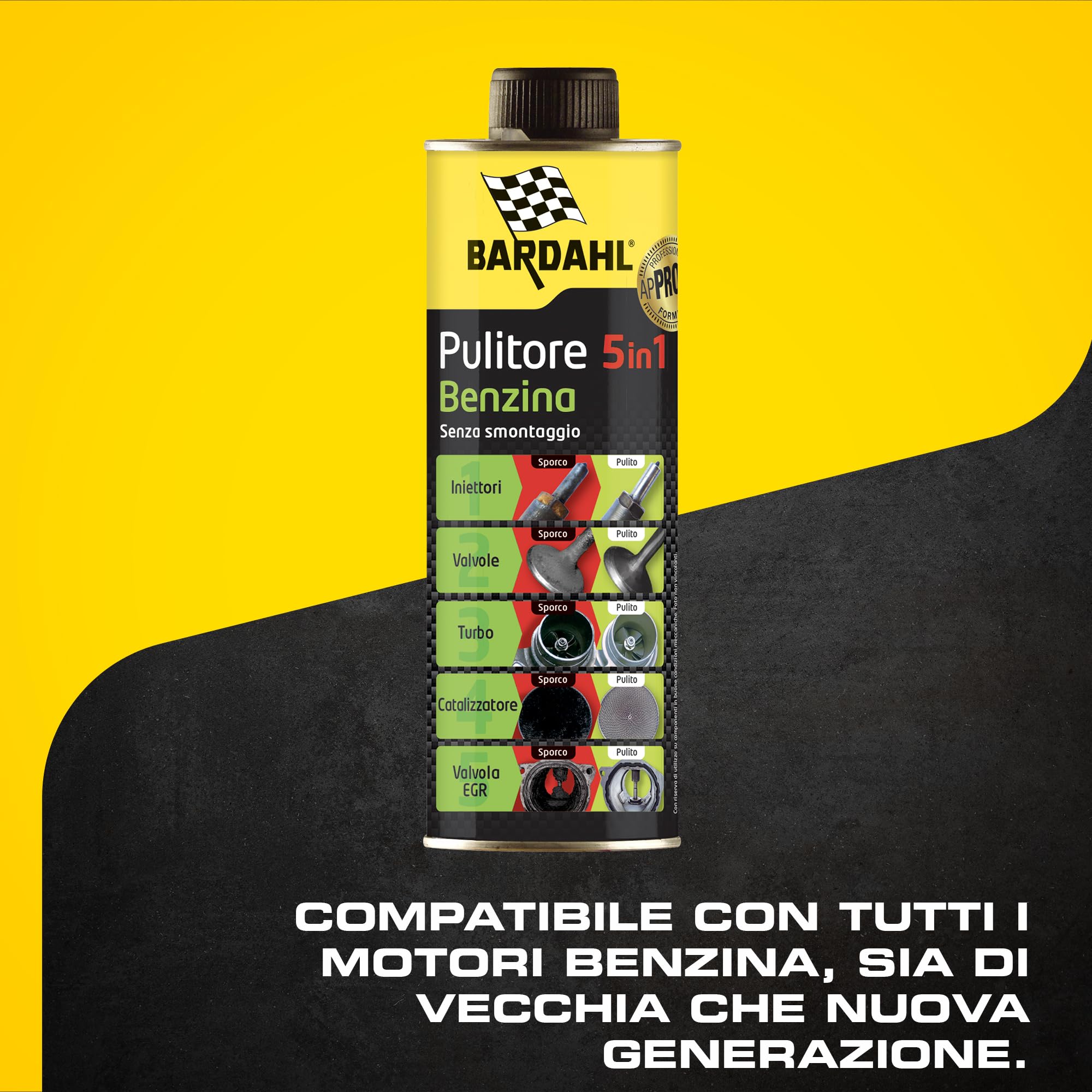Bardahl - Pulitore 5 in 1 Benzina - Additivo Multifunzionale per la Completa Pulizia dei Motori a Benzina, Aumenta la Potenza e Le Prestazioni, 500 ml