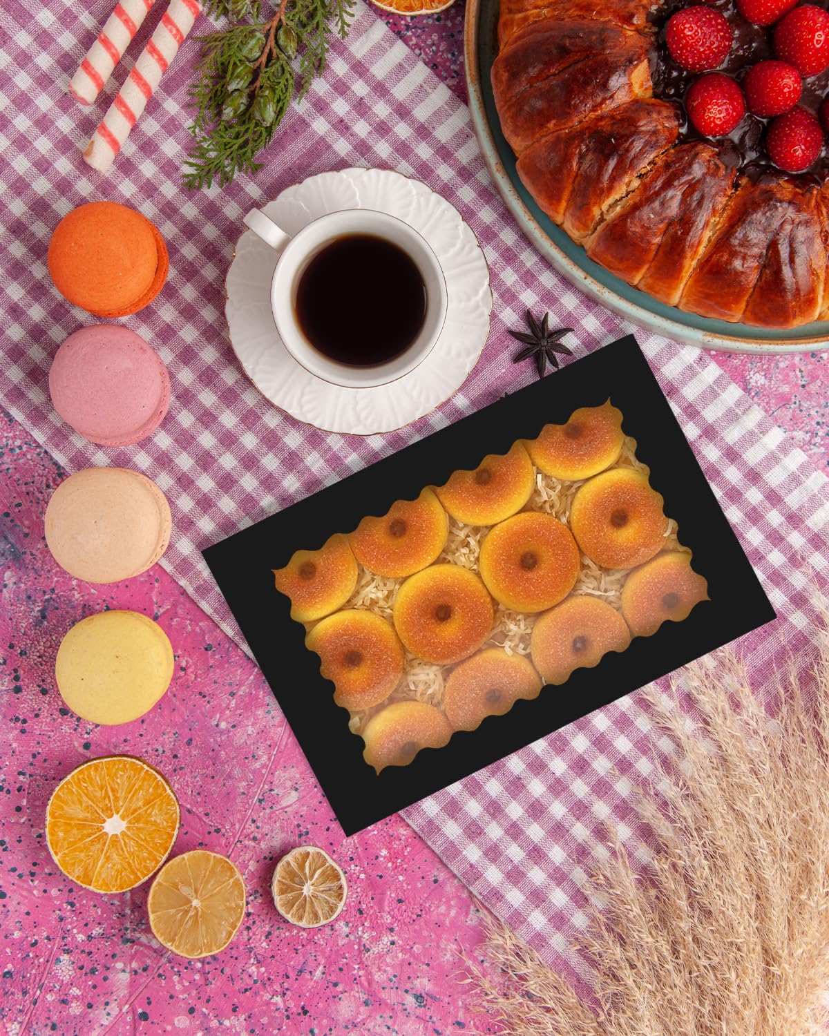 Gcardist 6 pz. Box pop up a forma di auto, 35,56x25,4x6,35 cm, nero, scatola per biscotti con finestra, per macaron e pasticceria, per confezionamento (14x10x2,5 pollici)