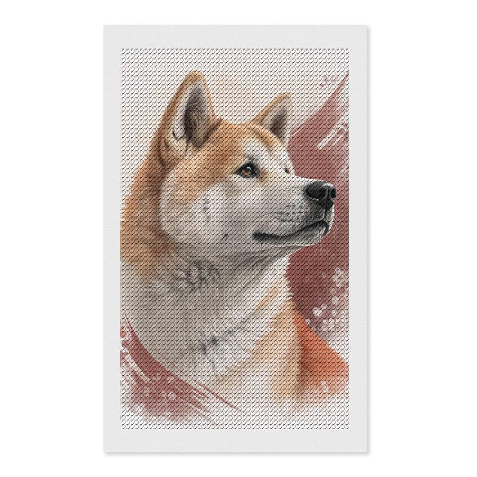 Junmoney Akita Dog Portrait Diamond Painting Set 12"x20", Modern Decor, for Beginners, Printed Canvas, Thoughtful Handmade Gift, with Tool Kit