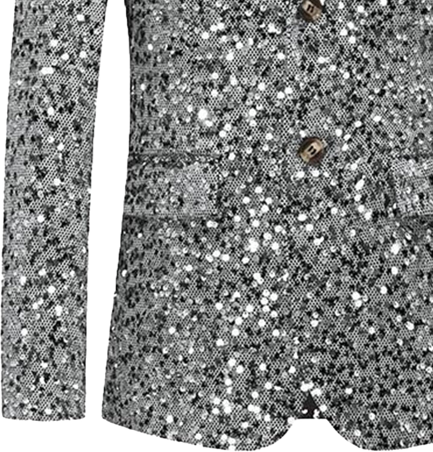 Men Notched Lapel Sequin Suit Jacket Classic Shiny Solid Perform Blazer Coat Two Button Prom Wedding Sport Coat
