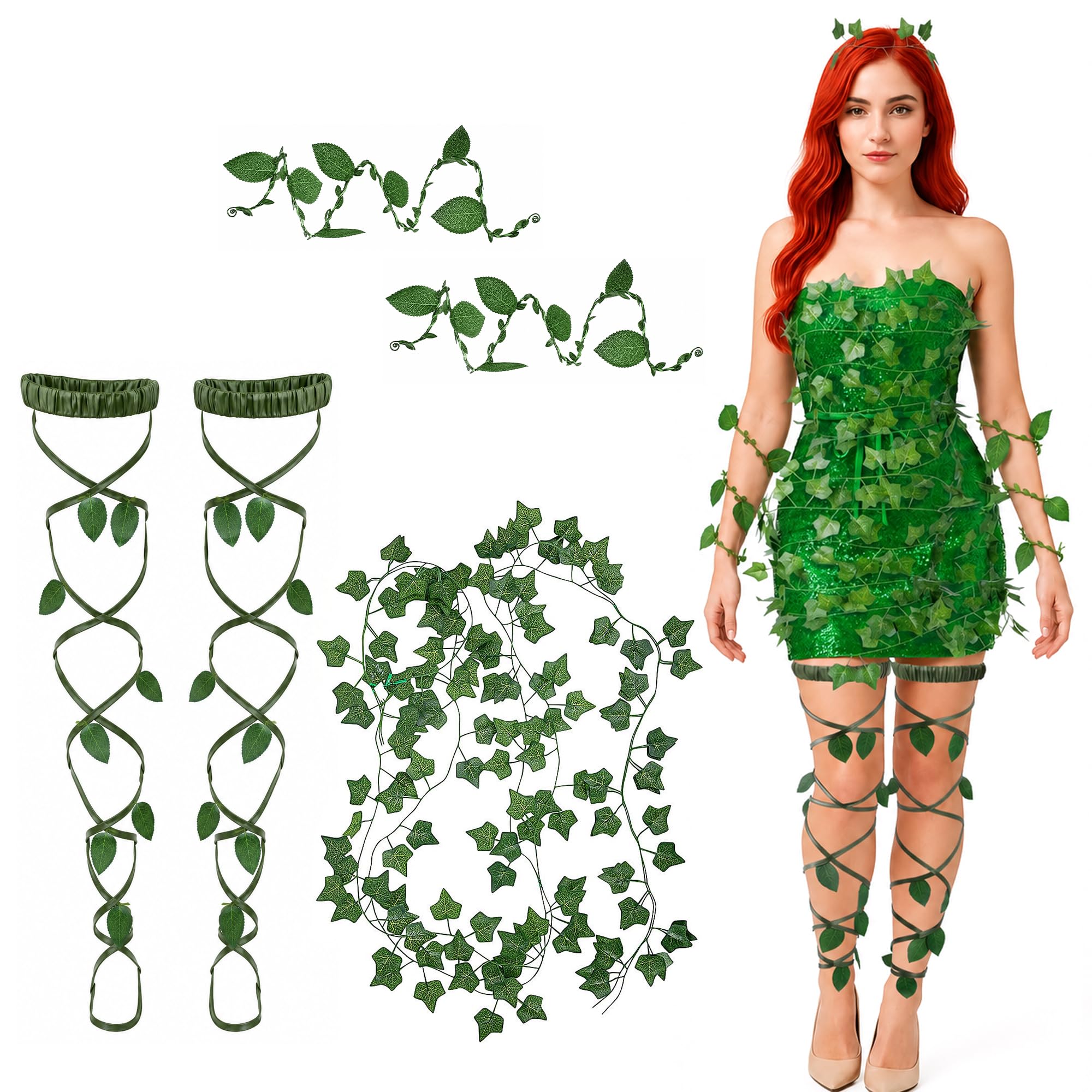 6 Pcs Halloween Ivy Costume Accessories, Renaissance Fairy Arm and Leg Wrap