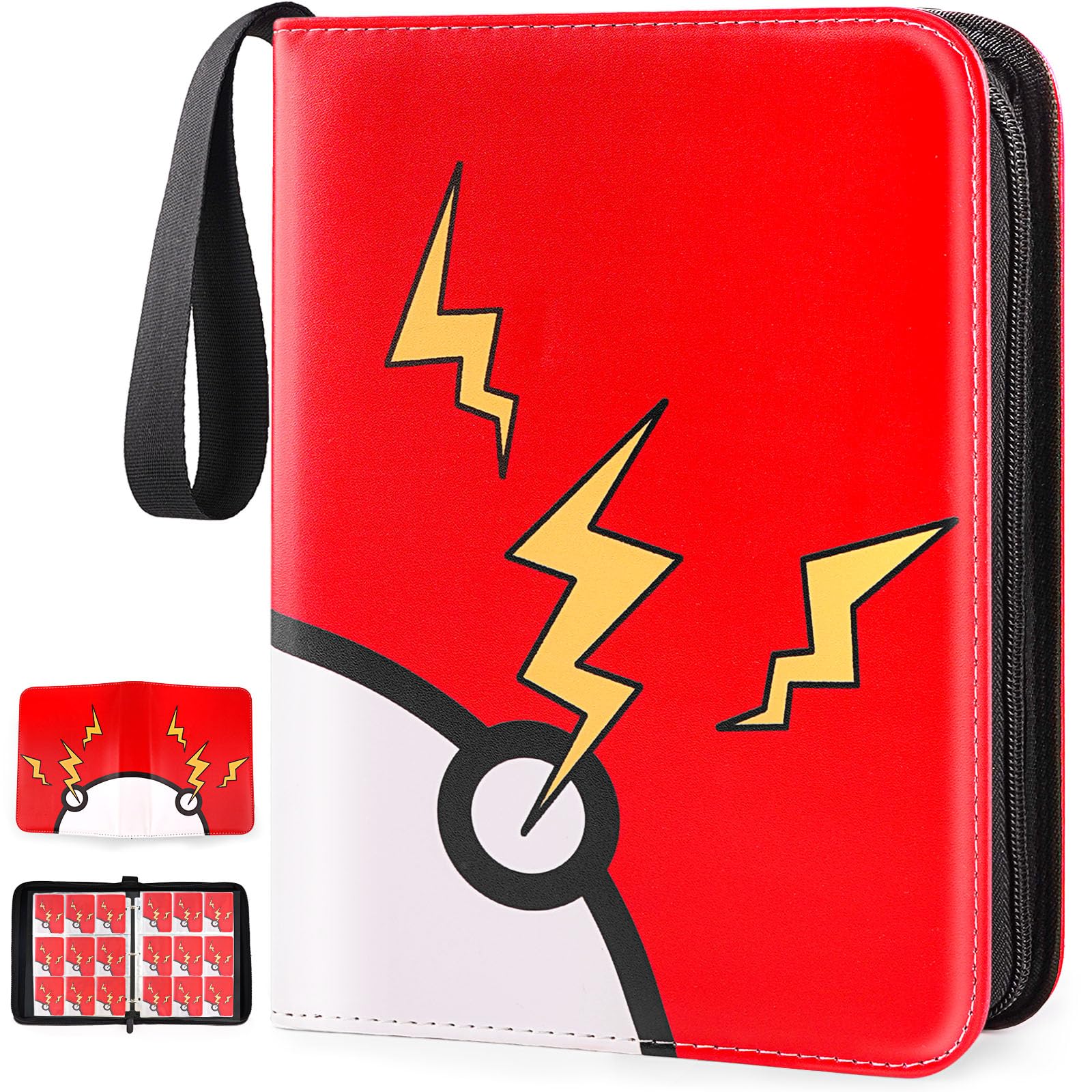 GOROMA Card Binder 9-Pockets, 900 Pockets Card Holder with 50 Removable Sleeves, Trading Card Collector Zipper Album Holder, Dark Red