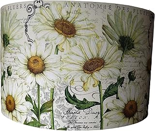 Daisy Lampshade, vintage, shabby chic, cream white,old script,