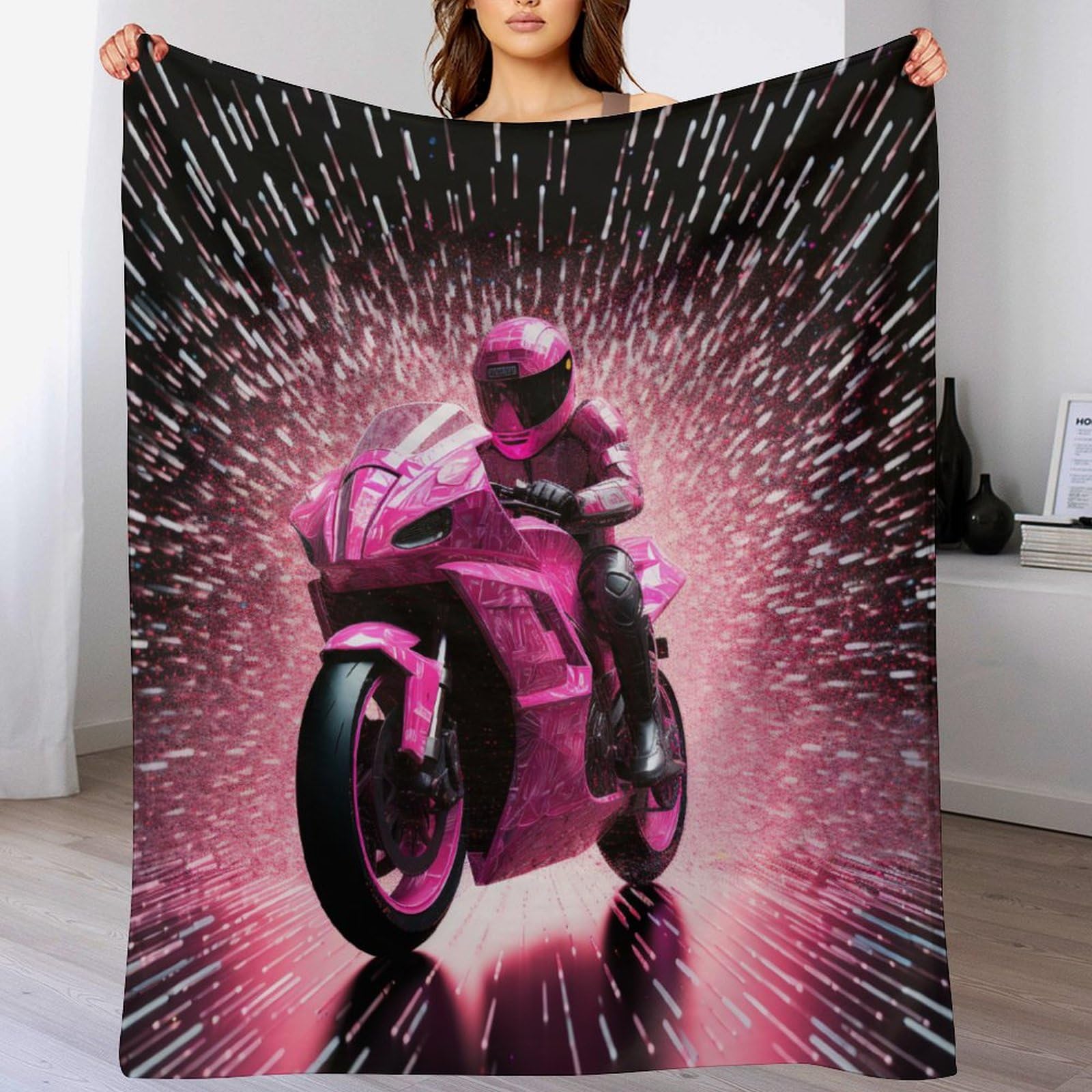 Couverture chaude de décoratifs moto plaid flanelle pour voyage et bureau