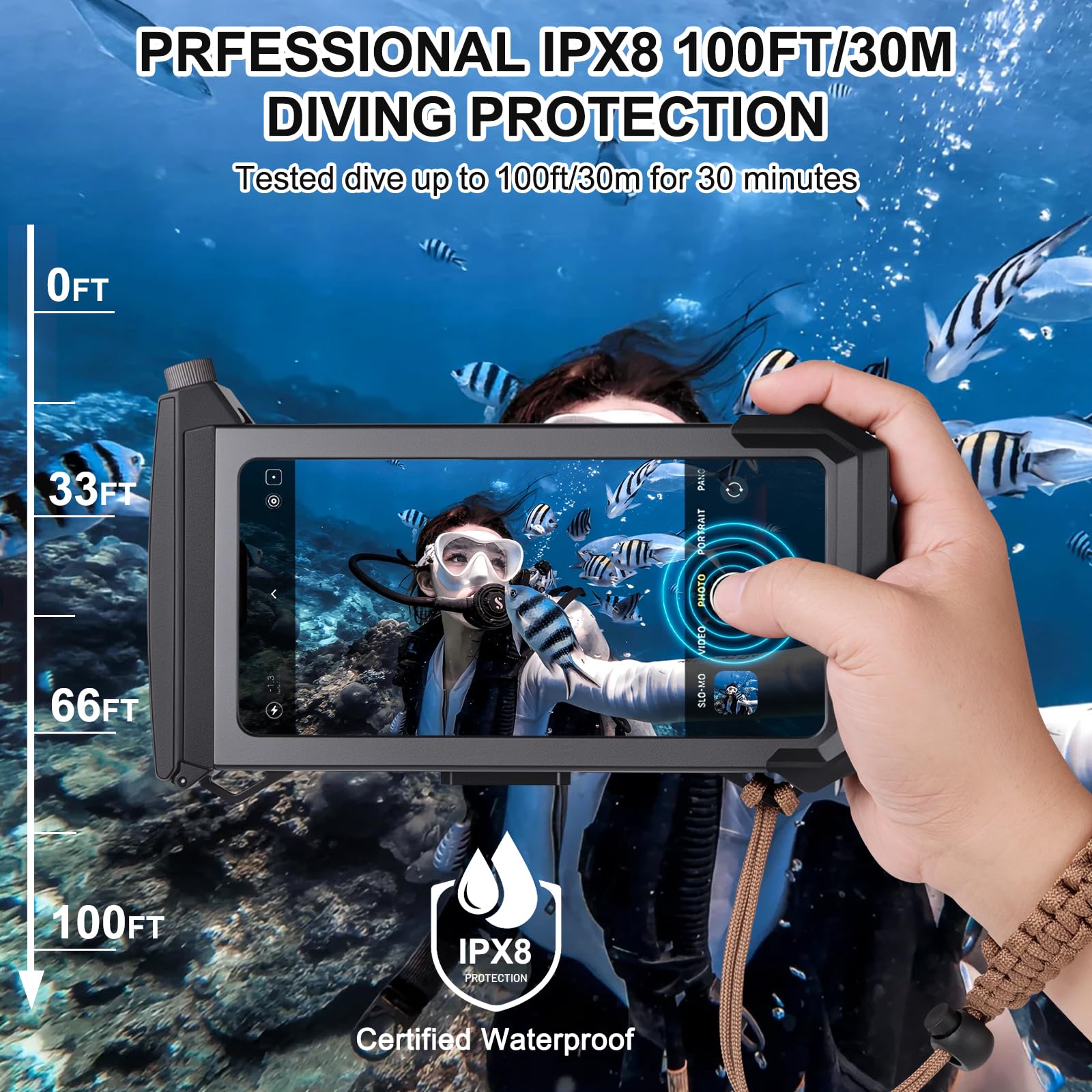 Custodia Impermeabile Smartphone IPX8 Porta Custodia Cellulare Impermeabile Universale Custodia Subacquea Sacchetto per iPhone 17 Pro 17 Air 16e 14 15 16 Pro 14 15 16 17 Pro Max Samsung S25 S24 Ultra