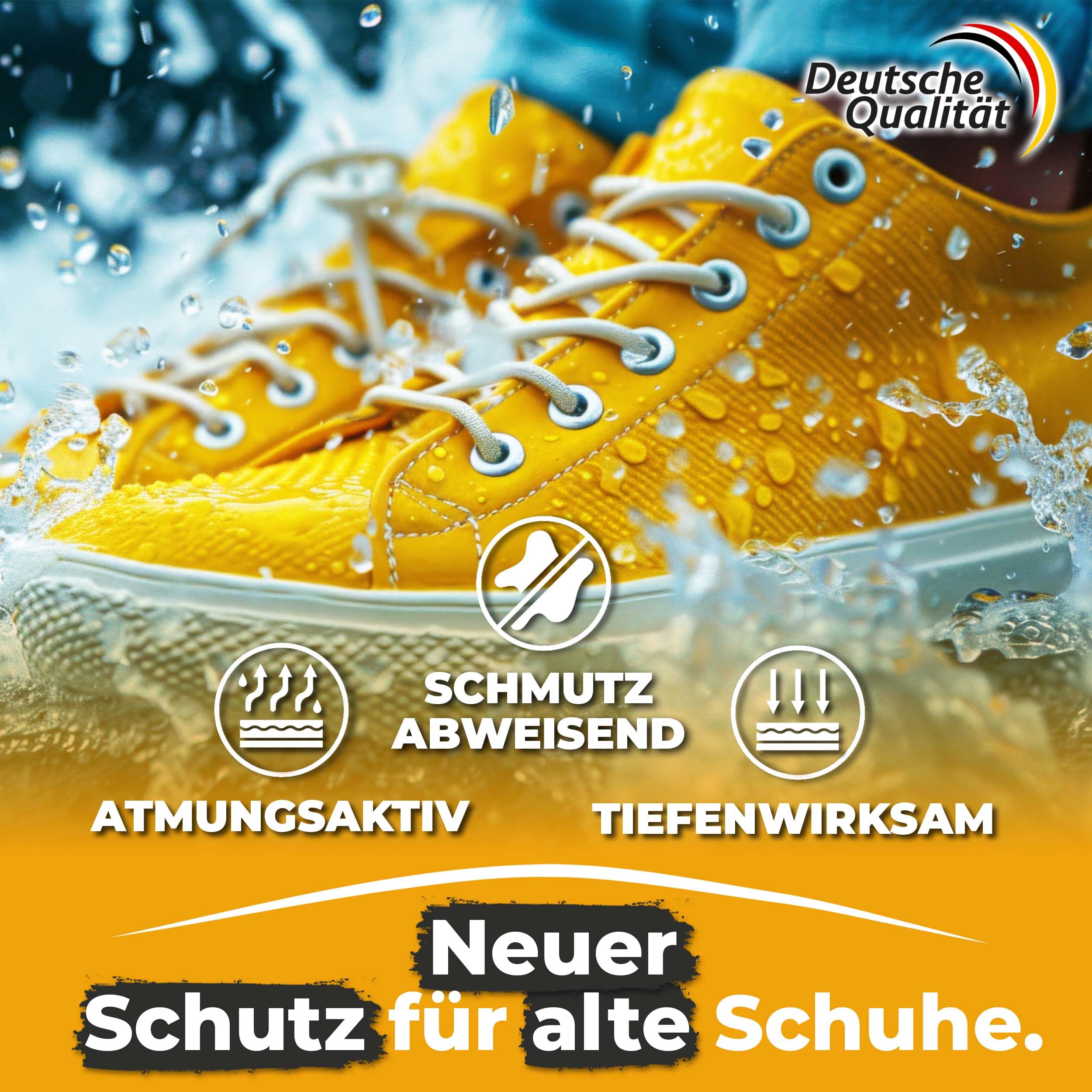 Imprägnierspray Schuhe, Sneaker Schutz für Leder, Textil & Stoff, Regen, Nässe & Schmutz Atmungsaktiv & Farbneutral, PFC Frei, Made in Germany 1,5 L (3er Pack)