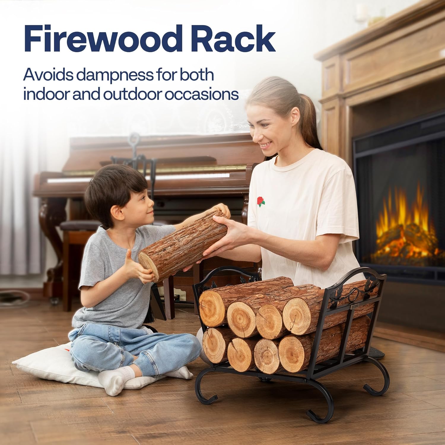 VIVOHOME 21.5 Inches Folding Firewood Storage Log Rack 3ft Heavy Duty Indoor Outdoor Firewood Storage Log Rack