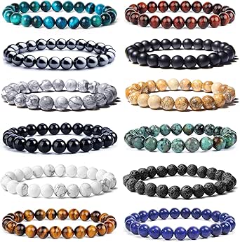 SAMOCO Braccialetti Per Insegnanti – 8 Pezzi In Pietra Naturale Con Ciondolo Mela, Regalo Di Ringraziamento