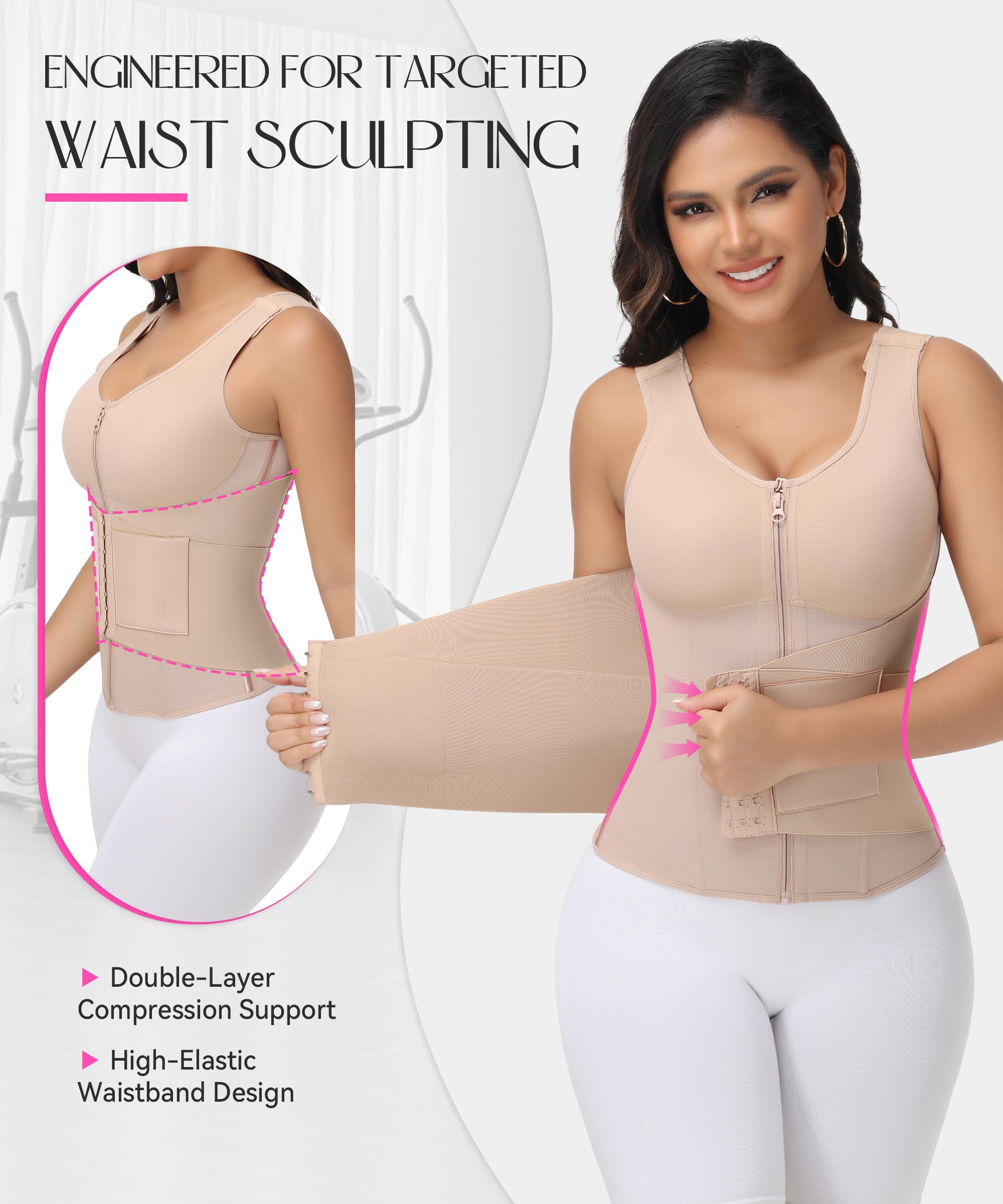 SHAPSHE Entrenador de cintura para mujer, corsé moldeador, control de abdomen, posparto, moldeador de cintura, brasier moldeador de cuerpo con soporte de espalda