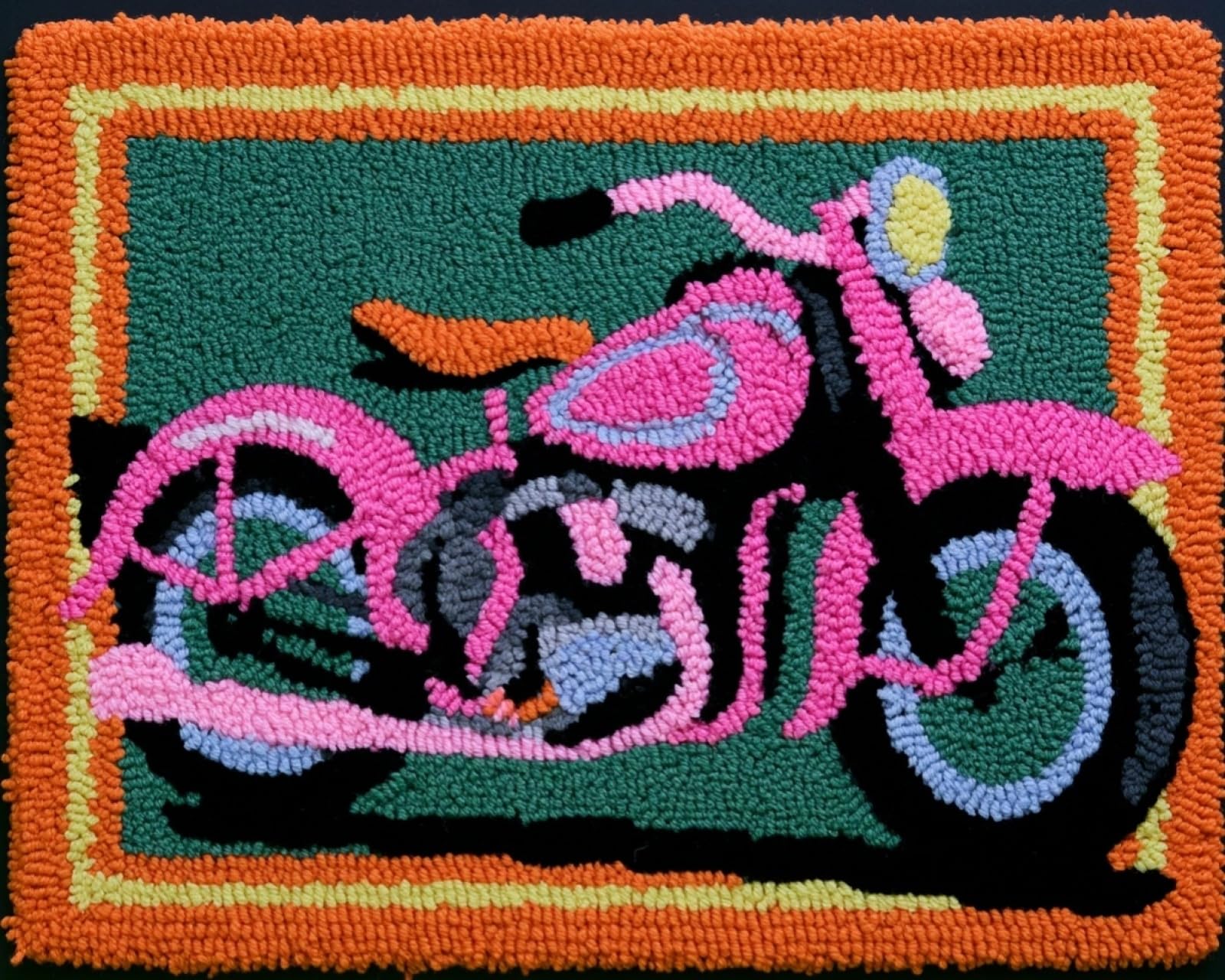 Wallphantom Latch Hook Rug Kits for Adult,Retro Motorcycles