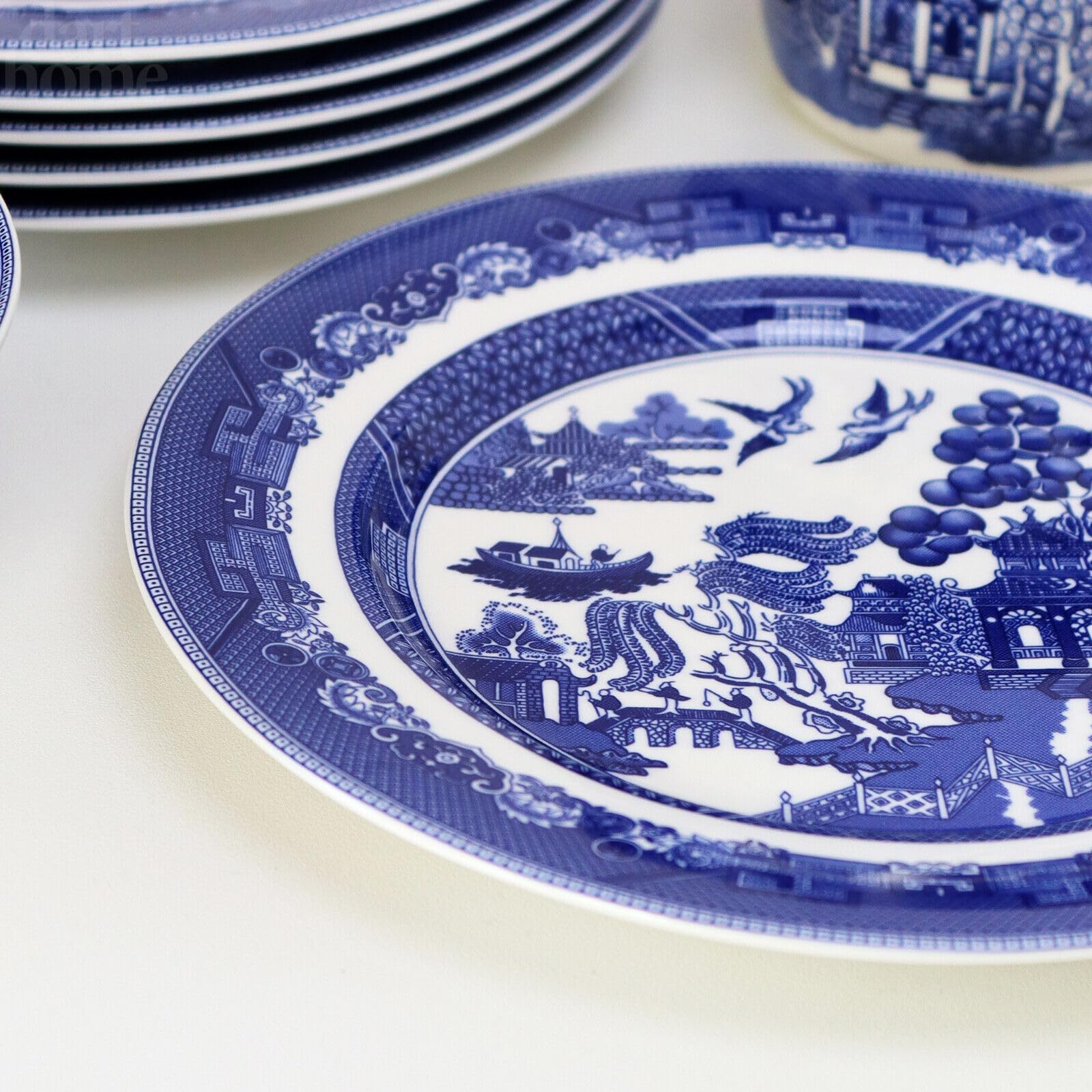 Darthome Set of 6 Blue Willow Side Plates Blue Ceramic 19cm