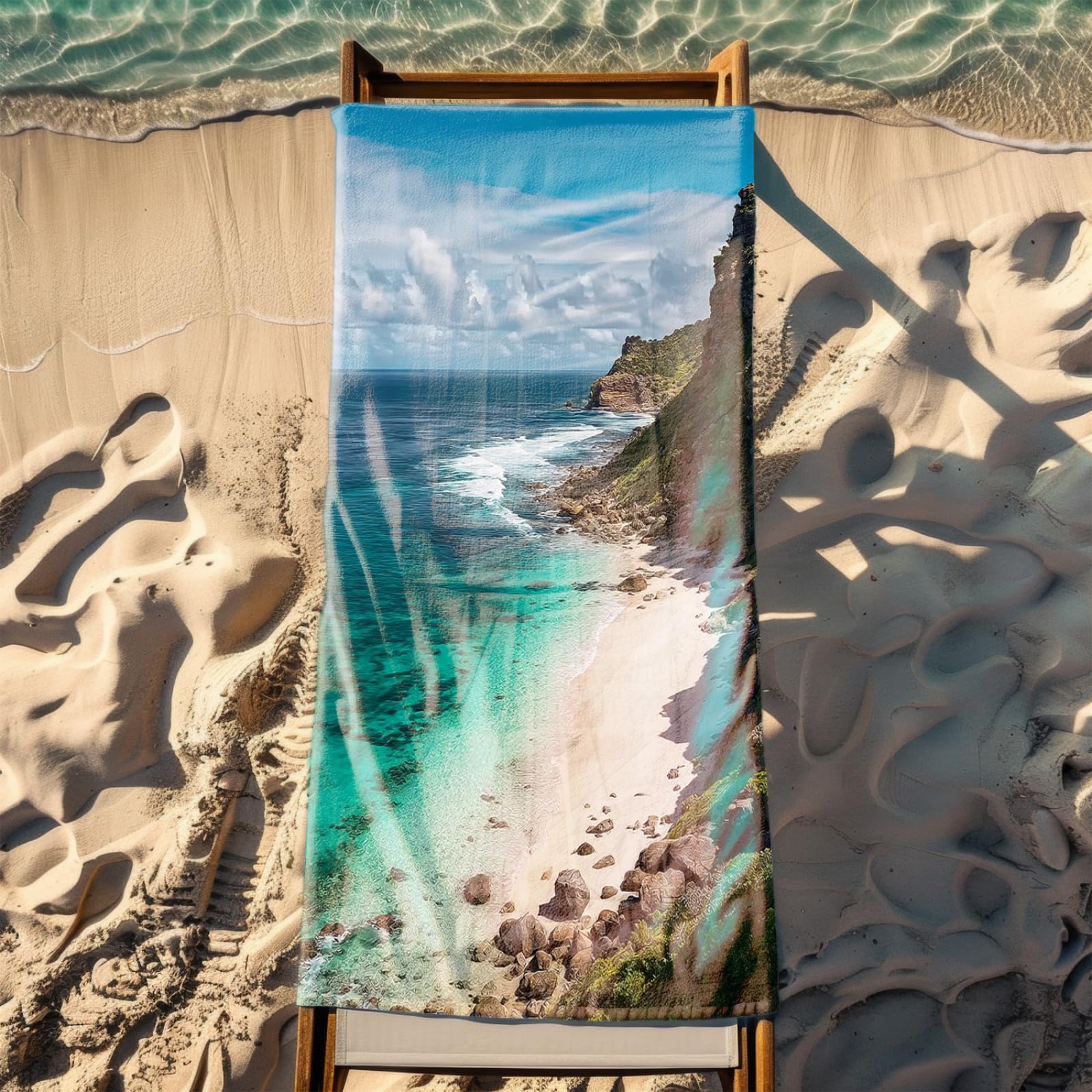 Tapis de Plage XXL Anti Sable Ocean Stone Vert Serviette Piscine Adulte,Natte De Plage Pliable, Voyage Accessoires De Plage Camping,Serviette de Bain Personnalisée